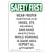 Signmission OSHA SAFETY FIRST Sign, Wear Proper Clothing And Shoes, 14in X 10in Aluminum, 10" W, 14" H, Portrait OS-SF-A-1014-V-11405 - alternate 1